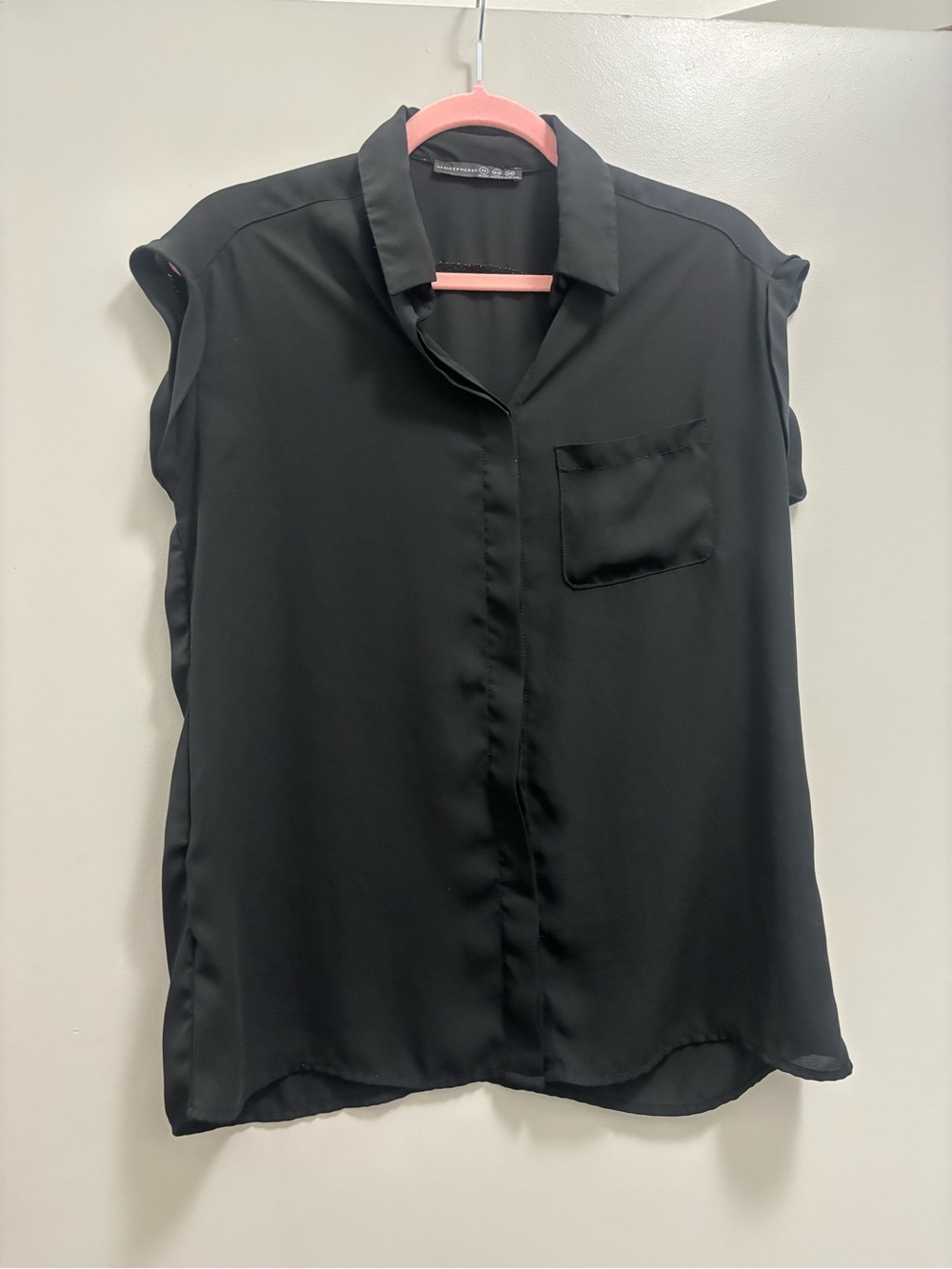 Atmosphere Black Sleeveless Notch-Collar Blouse